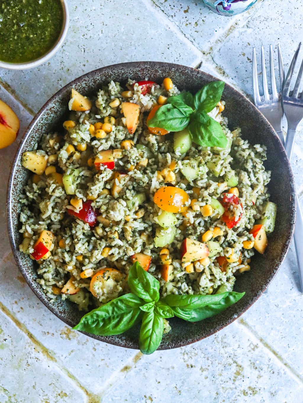 Salade de riz au&nbsp;pesto